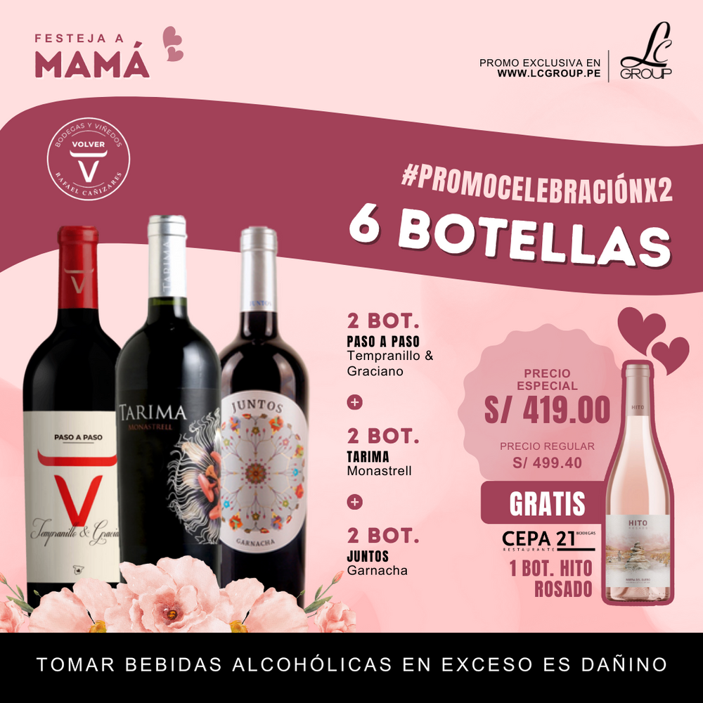 𝟲𝗕𝗢𝗧.+𝟭𝗚𝗥𝗔𝗧𝗜𝗦❗➜ 2 Paso a Paso Tempranillo & Graciano +2 Tarima Monastrell +2 Juntos Garnacha + 🎁 Hito Rosado